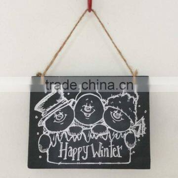 Wooden christmas hanging ornaments decoration Happy winter christmas hanger with snowbabies