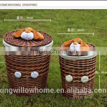 s/2 willow laundry basket with doll