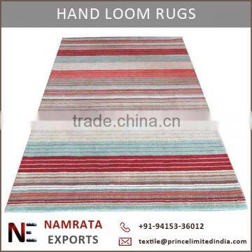 Stripes Design Hand Loom Cut Pile Wool Carpet for Floor Use