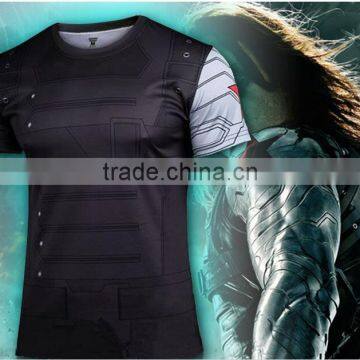 Breathable Soft Captain America T Shirt Custom 3D Superhero Short Sleeve