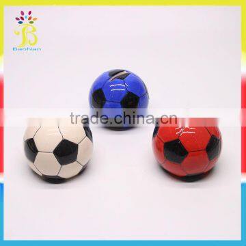 China factory custom football design ceramic coin bank globe