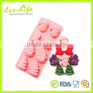 Father Christmas Bell Tree Silicone Chocolate Mold, Cookie Mold, Cake Mold, Ice Cube Tray