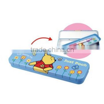 Two compartments tin students pencil case box