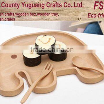 Elephant shape tray,kids breakfast tray,natural wooden tray