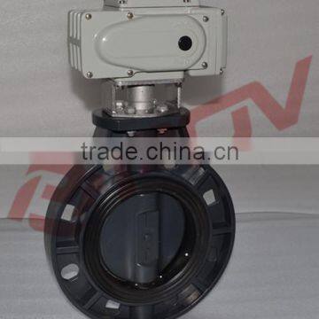 Wafer Type Plastic Upvc 24v on off Electric Pipe Butterfly Valve photo-2