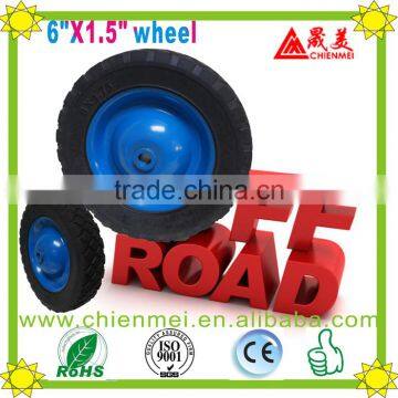 High quality 6"X1.5 solid rubber wheel/Metal rim wheel/Pneumatic wheels/Ruled wheel