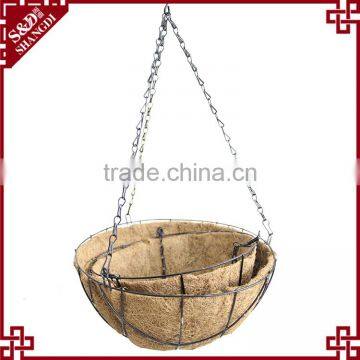 S&D New Design Garden Decoration Wire Hanging Basket flower pot With Coco Liner