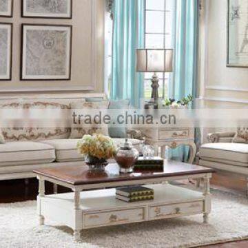 Mediterranean style Living Room Furniture Set, Solid Wood Carved Sofa Couch Side Table, Leisure Living Room Sofa Set