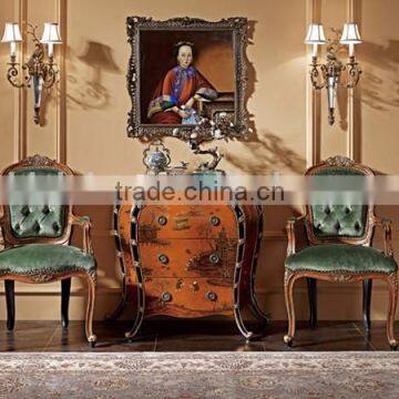 Vintage Royal Blue Armchair With Superior Velvet, Antique Style Living Room Furniture Hand PaintedLeisure Chair photo-2