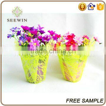 various patterns mesh fabric pots and flower sleeve pot