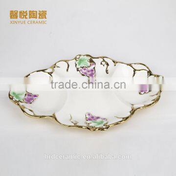 Stock Fashion Golden Ceramic Decorative Cheap Big Ceramic Plate