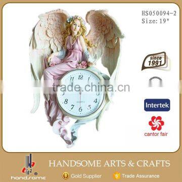 19 Resin Gift Home Decorative Angel Wall Time Clock photo-2