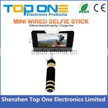 Free battery Free charge No bluetooth cable take pole selfie stick