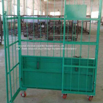 Nestable Galvanized Folded Roll Cage / Mesh Roll Container