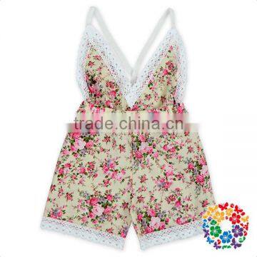 Wholesale New Fashion Bay Summer Cotton Onesie Floral Romper White Lace Childrens Playsuit