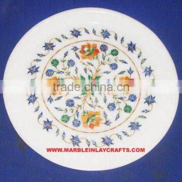 Corporate Gift Marble Inlay Plate, Inlay Marble Decorative Plate