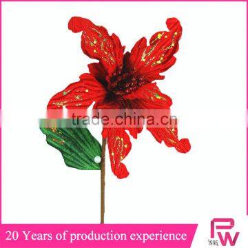 outdoor christmas decorations artificial single stem poinsettia flower for christmas market