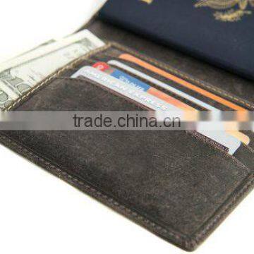 RFID Blocking id Card Holder Travel Leather Passport Holder photo-3