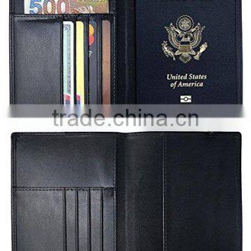 Different Size Color RFID Blocking Genuine Leather Passport Holder Wallet