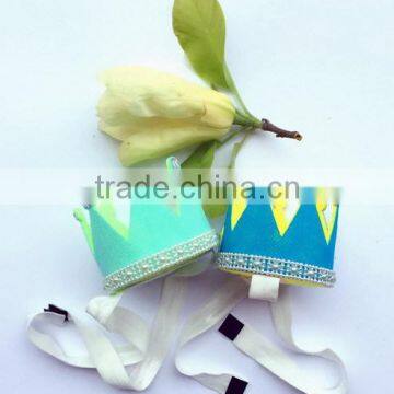 Latest Design Custom Assorted Princess Cinderella Inspired Fabric Hair Band Wool Hair Baby Girl Elastic Headband With Rhinestone photo-2