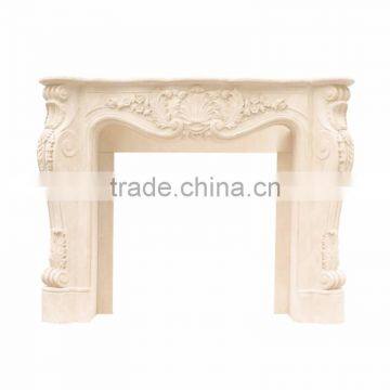 Natural Stone Lower Beige Marble Fireplace Surround photo-2