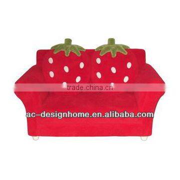 RED CORAL FLEECE/WOODEN STRAWBERRY KID TWO SEATS SOFA