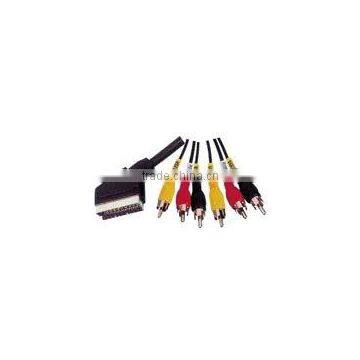 Scart plug to 6RCA plug cable