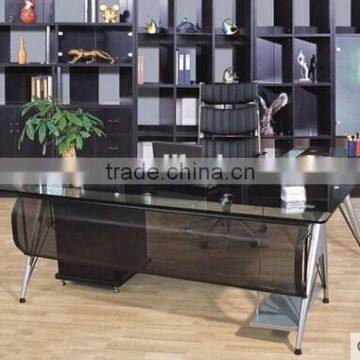 tempered glass desk,glass desk partition,modern glass steel office desk