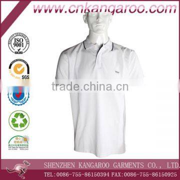 White Turndown Collar Mercerized Cotton Polo Shirts photo-2