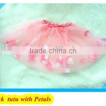 Infant /Toddler Lt Pink Fluffy Pettidress with petals tutu skirt