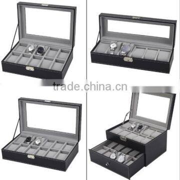 custom logo oem black PU luxury watch box leather