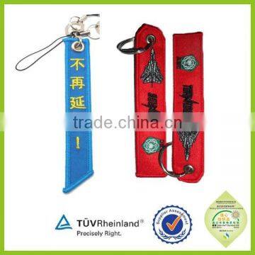 Customized Red Embroidery Tag Airport Flight Keychain Key Tag photo-2
