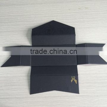 Black color square folding envelope shape box for gift