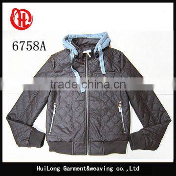 Manufacture ladies coat winter hoodies PU jacket