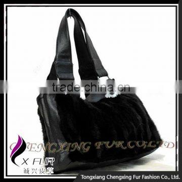 CX-H-03 China Wholesale Trendy Real Mink Fur Ladies Leather Bags Handbags photo-4