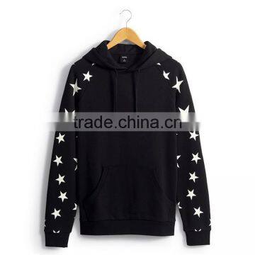 Bulk Stylish Hoody Sweatshirt Star Print Sleeve Cheap Black Hoodies photo-2