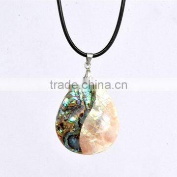 High End Handmade Stripe Sea Shell Pendant Necklace Carved Abalone Shell Necklace for Engagement Return Gift photo-3