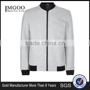 MGOO Men Custom Cotton Zip Up Coat Robbing Collar Tailored Jersey Bomber Jacket Grey Baseball Clothings