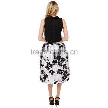 MGOO High Quality Imported Women White Umbrella Skirt With Floral Print High Waist Street Style 15146A368 photo-5
