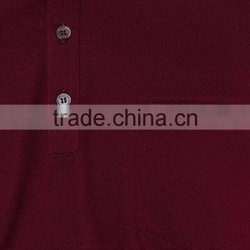 China Manufacturer Good Quality Red Cotton Zig Zag Trim Polo t Shirt With Pocket photo-3