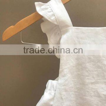 Boutique Summer Clothes Linen Cotton Plain White Baby Romper photo-3
