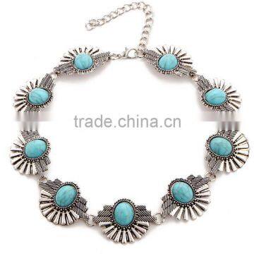 Zm34113a Vintage Women Jewelry Accessories Sliver Plated Turquoise Choker Necklace photo-3