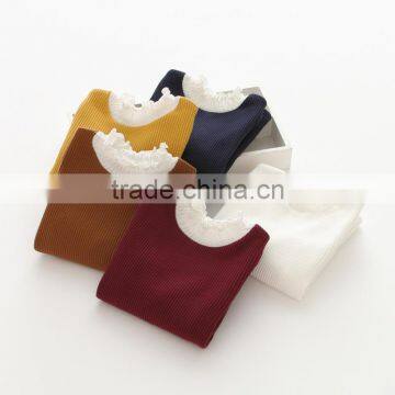 S60641B 2017 Girls Lace Collar Long Sleeve Autumn Fashion T-shirt Cotton Casual T-shirt photo-6