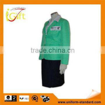 Tailor-made Festival short sleeve low MOQ brand new design green women in business suits