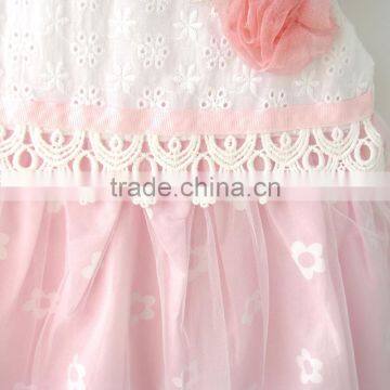100% Cotton Short Sleeve Summer Lace Flower Baby Dress photo-5