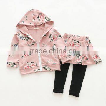 Spring Casual Style Full Flower Printing Cotton Girls Clothing Sets photo-3