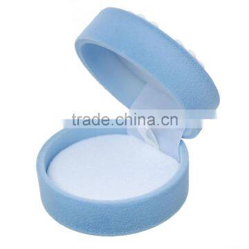 Velveteen Cheap Custom Round Blue & White Christmas Snowflake Pattern Jewelry Gift Ring Boxes photo-3