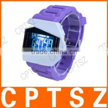 Imported Wholesale Electronics Watch Aircraft Style Colorful LED Silicone Watch photo-3