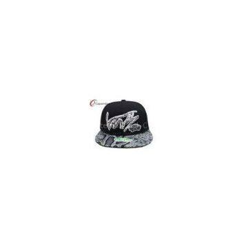 Adjustable 3D Embroidered Fitted Baseball Hats With Snake Skin Leather Peak