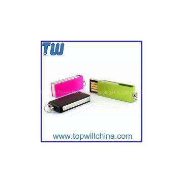 Free Shipment Mini Slim Metal Swivel Usb Flash Disk with Logo Printing